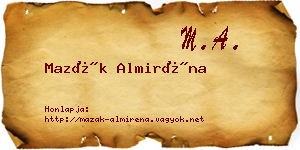 Mazák Almiréna névjegykártya